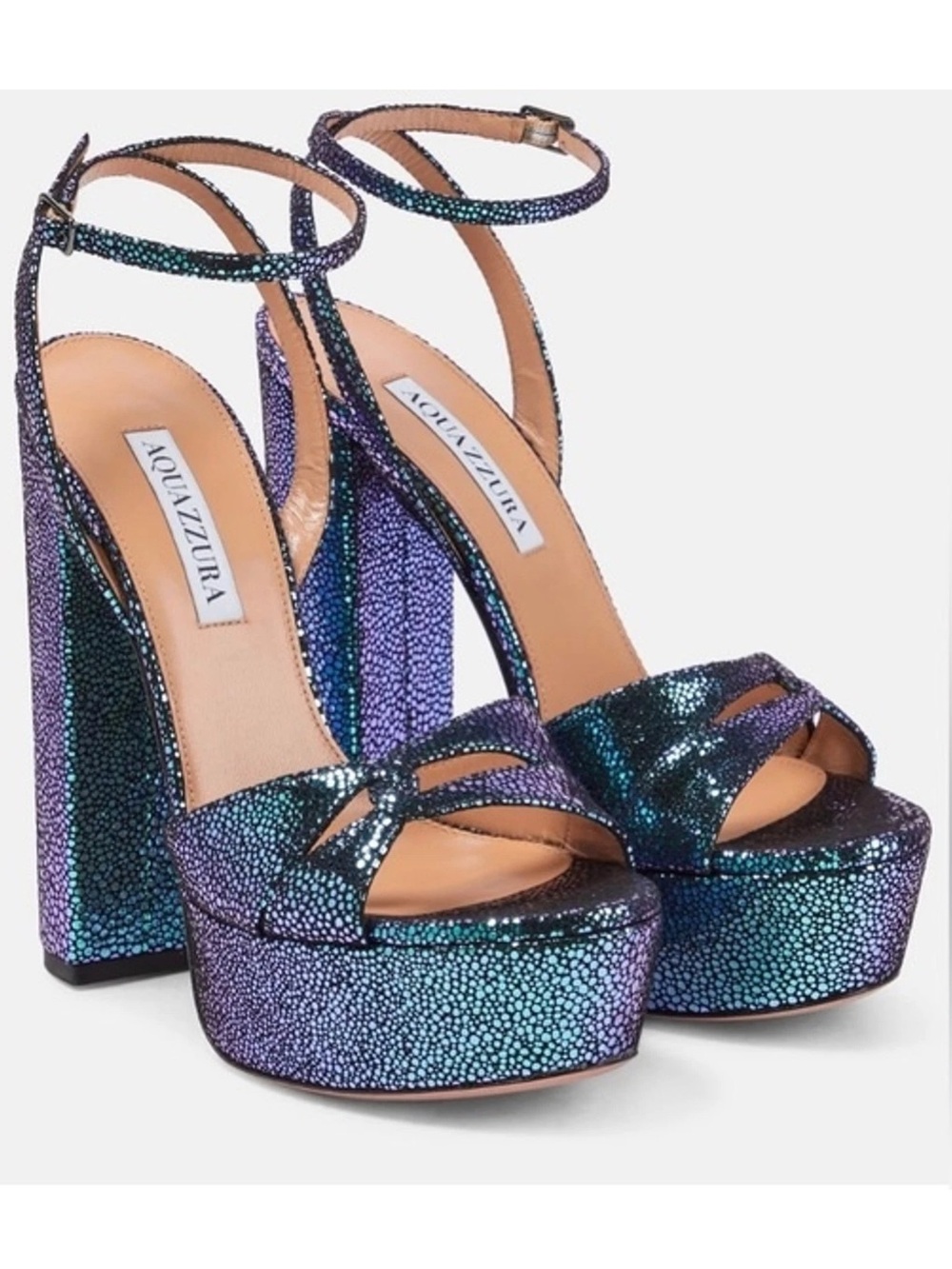 AQUAZZURA Sinner Ombre Platform Ankle-strap Sandals Sz 40 Petroleum Blue NIB